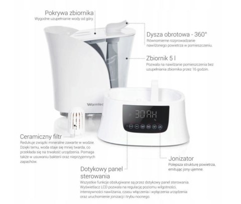 Ultradźwiękowy nawilżacz powietrza Warmtec Mist Up Ultradźwiękowy nawilżacz powietrza Warmtec Mist Up