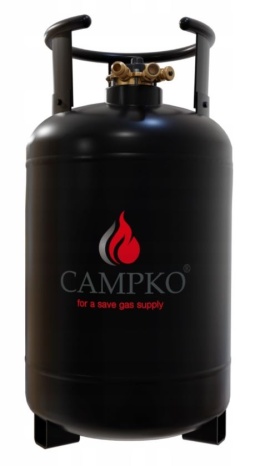Butla gazowa stalowa Propan Butan LPG z wielozaworem CAMPKO 16kg (30l)