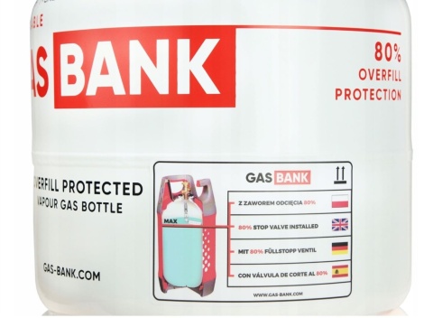 GasBank LS 11kg SINGLE - lekka butla LPG do napełniania z zaworem OPD 80%