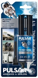 KLEJ PŁYNNY METAL + PŁYTKA PE PULSAR DWUSKŁADNIKOWA ŻYWICA KOLOR SZARY 28 G