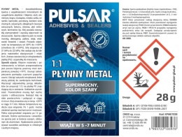 KLEJ PŁYNNY METAL + PŁYTKA PE PULSAR DWUSKŁADNIKOWA ŻYWICA KOLOR SZARY 28 G