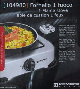 Turystyczna Przenośna kuchenka gazowa KEMPER 104980 Na wąż 8mm Biała