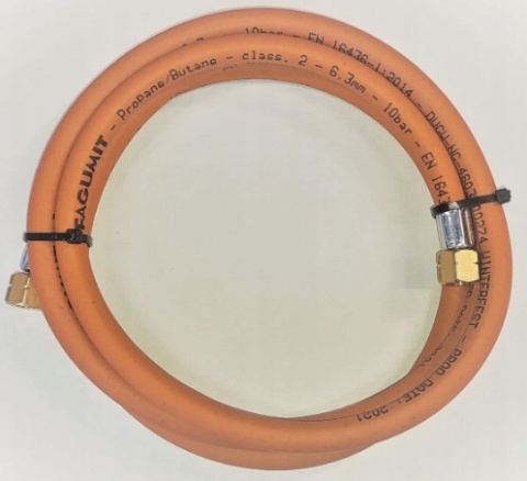 Wąż do gazu propan-butan Fagumit 5m 10bar Ø6,3mm ze złączkami 3/8" - 3/8"