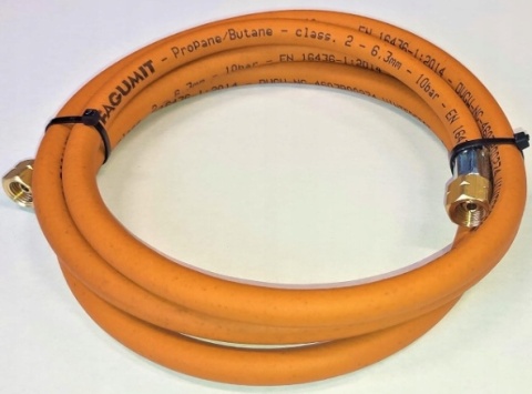 Wąż do gazu propan-butan Fagumit 5m 10bar Ø6,3mm ze złączkami 3/8" - 3/8"