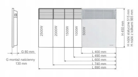 Grzejnik konwektorowy Warmtec EWX-500W biały Grzejnik konwektorowy Warmtec EWX-500W biały