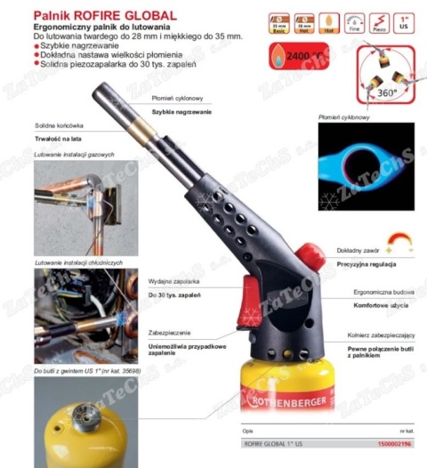 Palnik piezo - Rothenberger Rofire Global MAPP - 2600 C Palnik piezo - Rothenberger Rofire Global MAPP - 2600 C